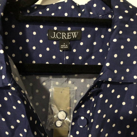 NWT J. Crew Cupronickel shirt dress in polka dot - Picture 5 of 7